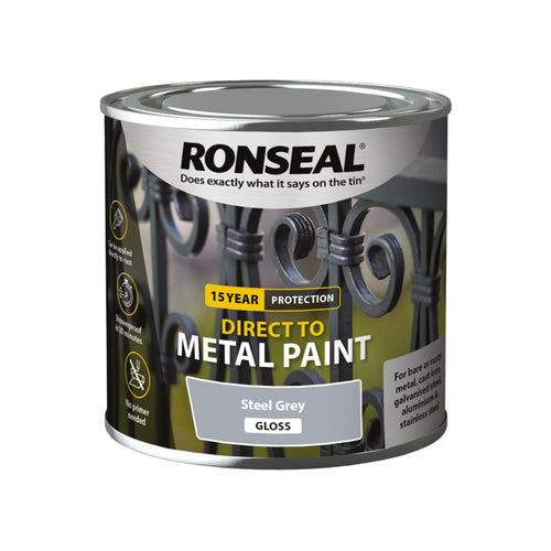 Ronseal Direct to Metal Paint Steel Grey Gloss 250ml