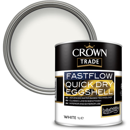 Crown Trade Fastflow Quick Dry Eggshell White 1L