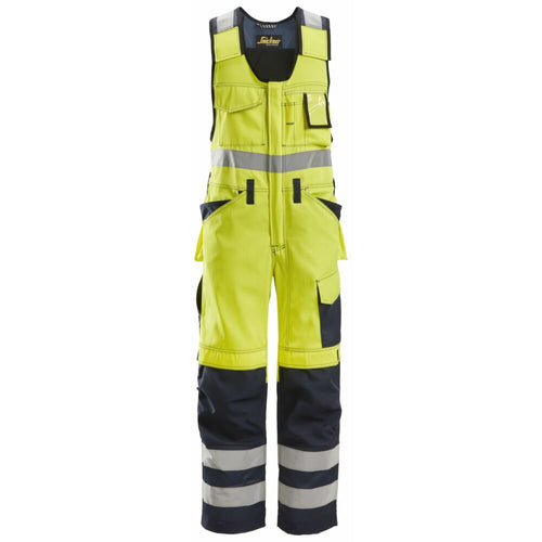 Snickers - High-Vis One-piece Trousers Holster Pockets Class 2 - High Visibility Yellow - Navy