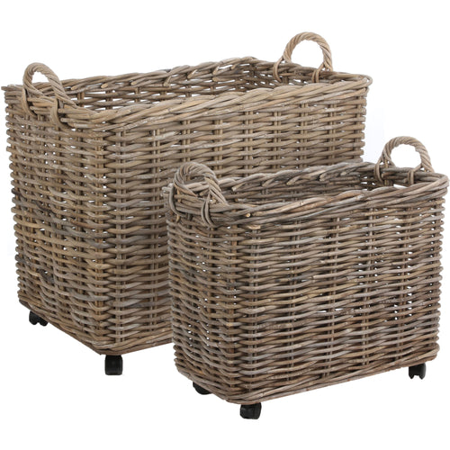 Marcia Set of 2 Rectangular Baskets on Wheels