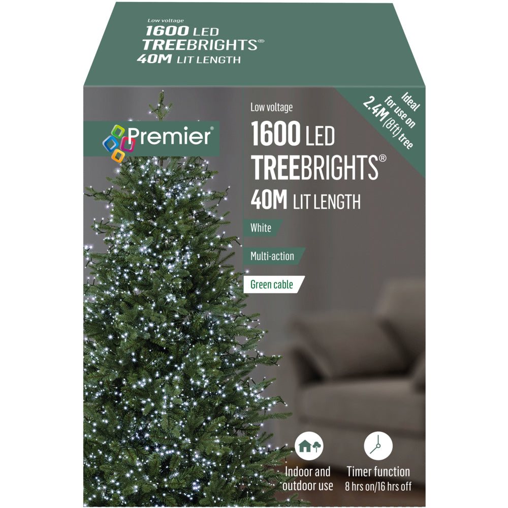 1600 LED Multi-Action Treebrights with Timer - White