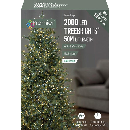 Premier - 2000 LED Multi-Action Treebrights with Timer - White & Warm White
