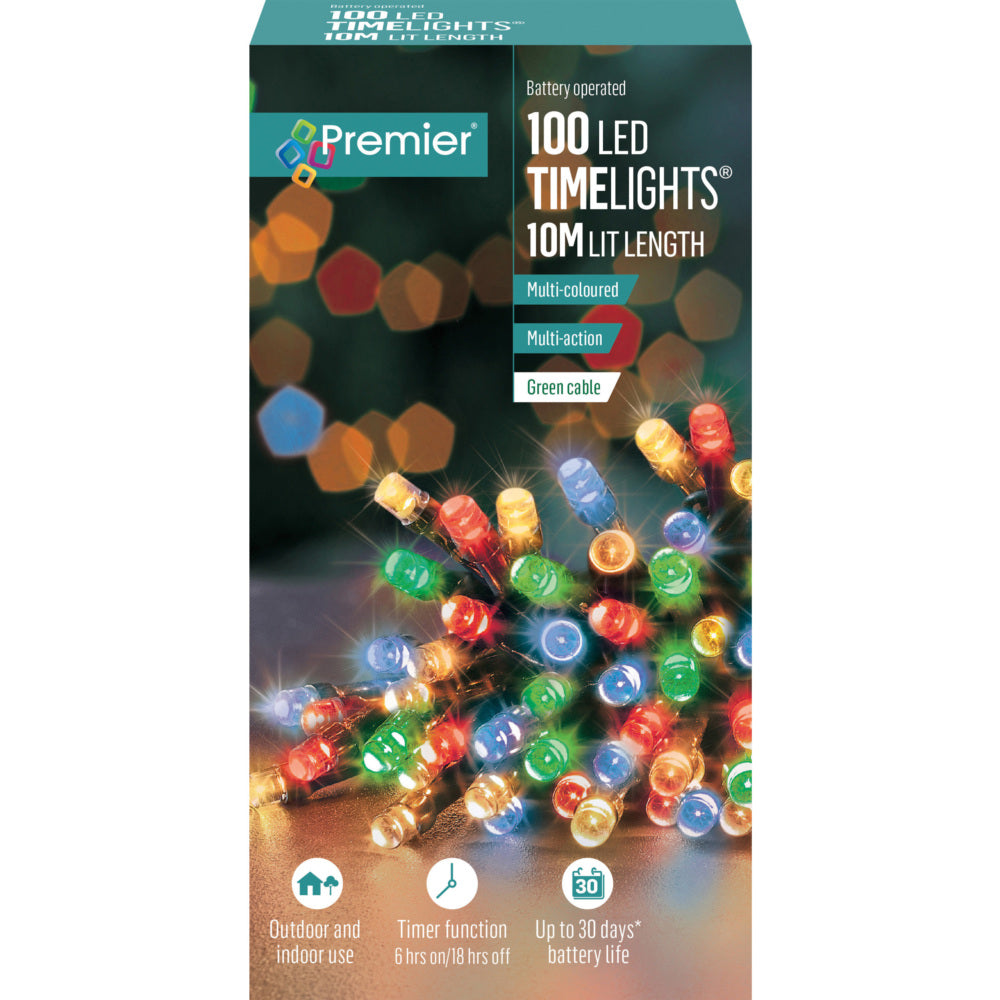 100 LED Battery Operated Timelights - Multi-Coloured