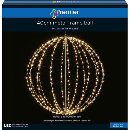 Premier - LED  Metal Frame Ball - 40cm - Warm White