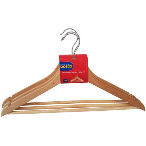 Dosco - Set Of 3pcs Wooden Hangers-natural