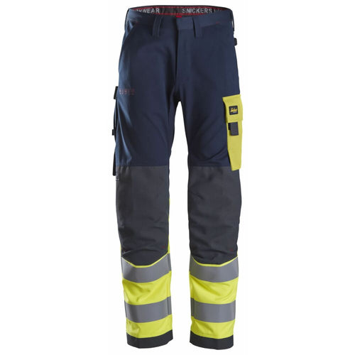 Snickers - ProtecWork, Work Trousers, High-Vis Class 1 - Navy/High Visibilty Yellow