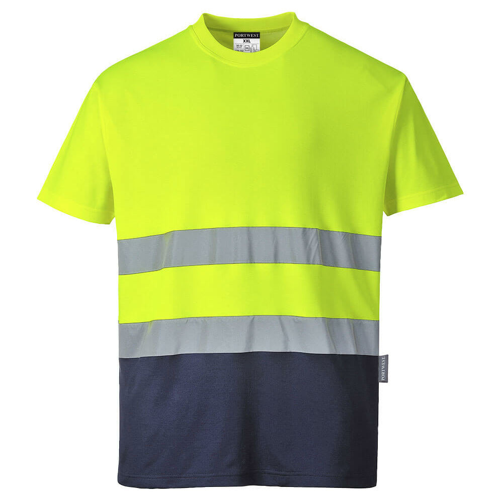 Portwest  - Two Tone Cotton Comfort T-Shirt - Yellow/Navy