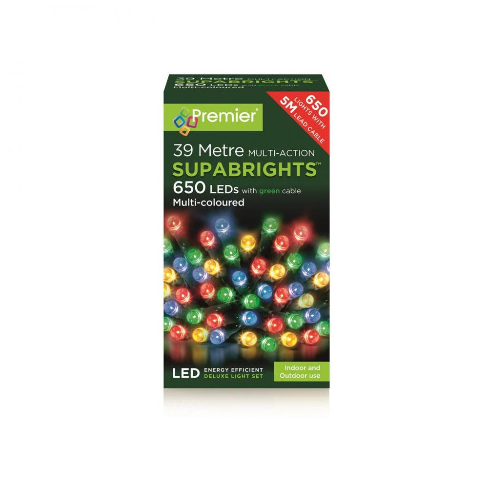 Premier Decorations - 650 LED Multi-Action Supabrights - Multi Coloured - Multi-Coloured