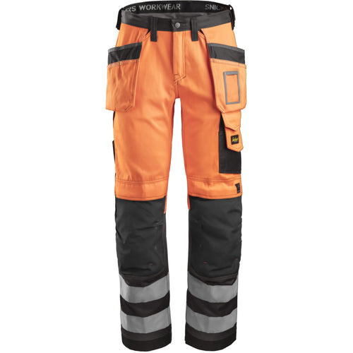 Snickers - High-Vis Holster Pockets Trousers Class 2 - High vis orange\\Muted Black