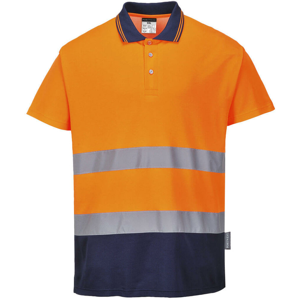 Portwest  - Two Tone Cotton Comfort Polo - Orange/Navy