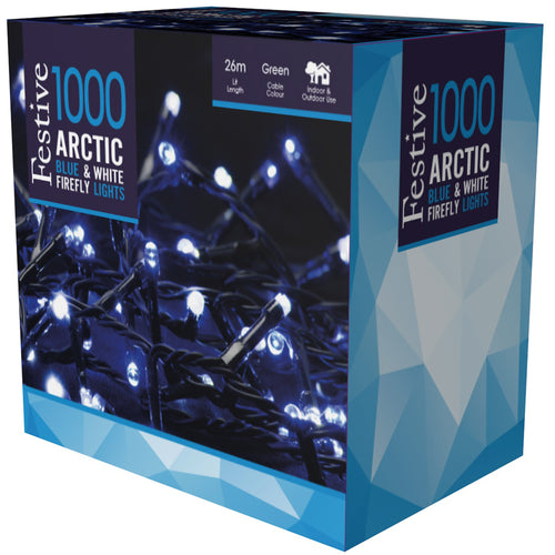 1000 Artic Blue & White Firefly Lights