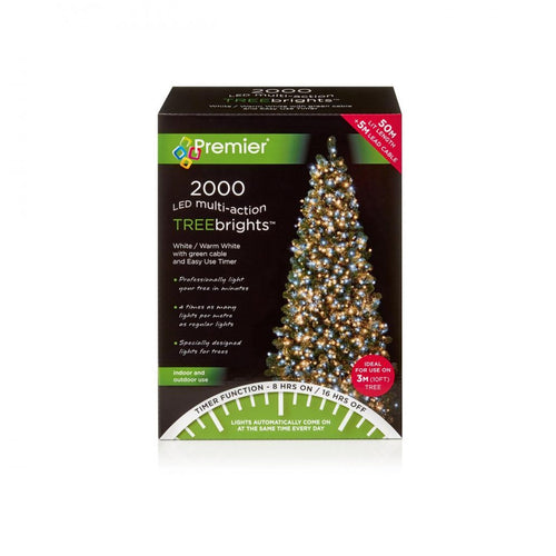 Premier Decorations - 2000 LED Multi-Action Treebrights - Ice White/Warm White