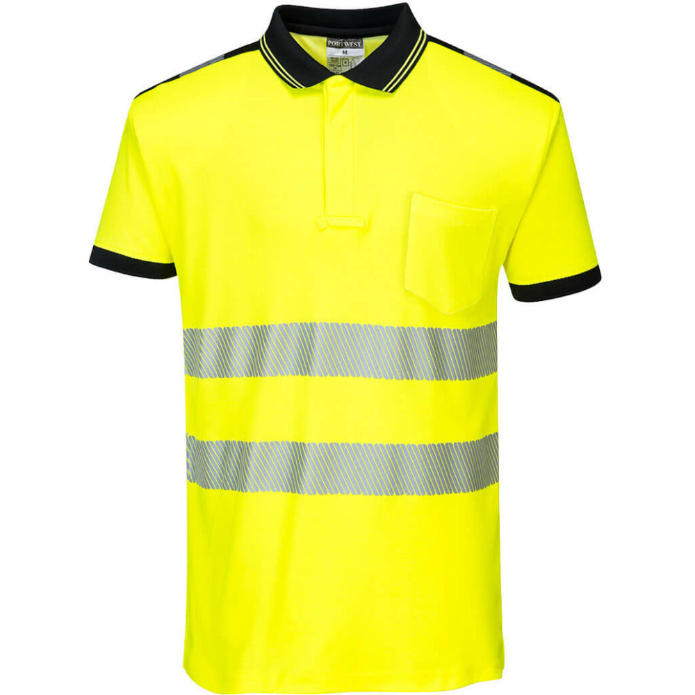 Portwest  - PW3 Hi-Vis Polo Shirt S/S - Yellow/Black