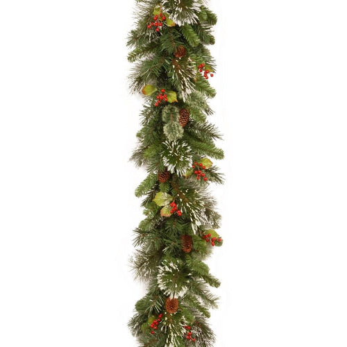 National Tree Company - Wintry Pine Garland with Pine Cones & Berries - 9ft x 12in